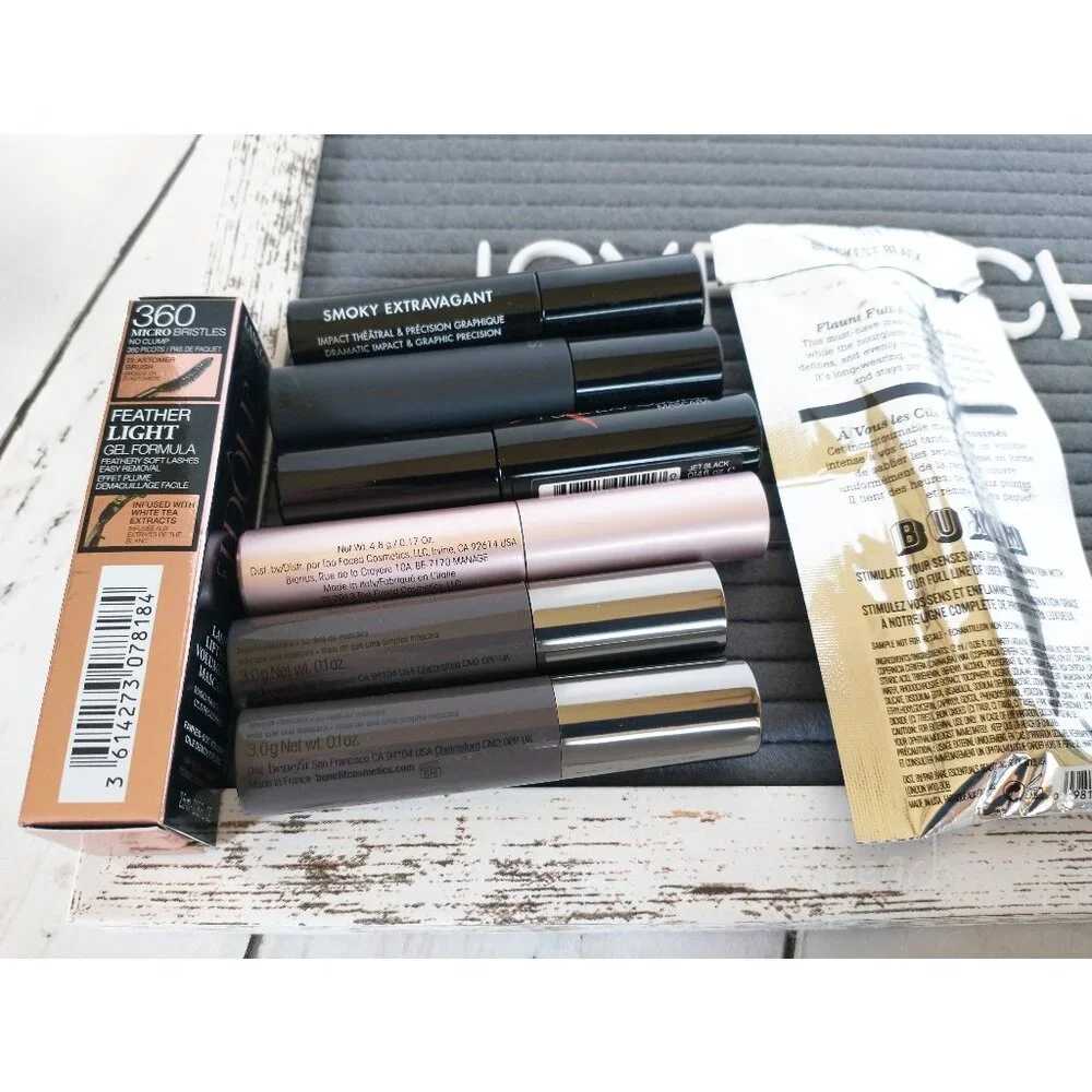 Mascara Bundle Travel Size 8 Piece Black Volumizing Lengthening Curling Lifting